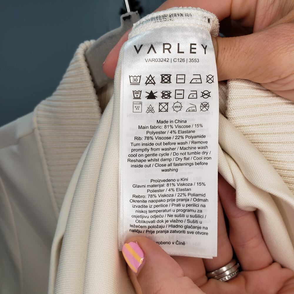 Varley Bree Half Zip Midi Dress Cream Sleeveless Pockets NWT Size M - Picture 5 of 5